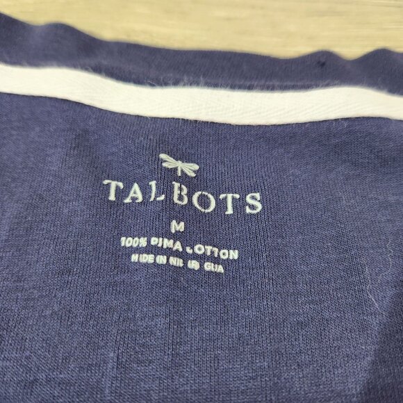 Talbots 100% Pima Cotton Navy Scoop Neck 3/4 Sleeve Tee Women's Size M - Picture 6 of 11